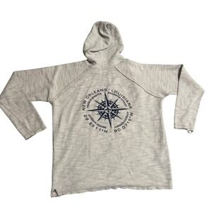 Vineyard Crew‎ Hoodie Pullover Grey Compass Graphic Raglan Sleeve Size M